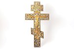 крест, Распятие Христово, медный сплав, 7-цветная эмаль, Российская империя, рубеж 19-го и 20-го век...