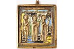икона, Избранные святые : Георгий, Власий и Антипа, медный сплав, 5-цветная эмаль, Российская импери...