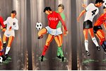 glass complect, 6 pcs. Football championship in Mexico, Latvia, USSR, the 80ies of 20th cent., h 14....