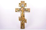 крест, Распятие Христово, медный сплав, 5-цветная эмаль, Российская империя, рубеж 19-го и 20-го век...