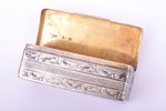 snuff-box, silver, 84 standard, 100.85 g, niello enamel, gilding, 8.5 x 3.9 x 3 cm, 1851, Moscow, Ru...