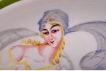 šķīvis, Meitene ar kazu, porcelāns, roku gleznojums, LFZ - Lomonosova porcelāna rūpnīca, mets (1923)...