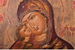 icon, Our Lady of Vladimir, painted on gold, board, painting, Russia, 31.1 x 25.4 x 2.8 cm...