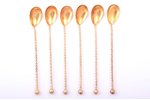 set of coffee spoons, silver, 6 pcs., 830 standard, 81.65 g, gilding, 15 cm, 1933, Finland...