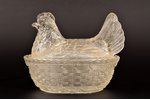 butter dish, "Chicken", 13.8 x 10.8 x 11 cm, with small chips...