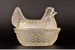butter dish, "Chicken", 13.8 x 10.8 x 11 cm, with small chips...