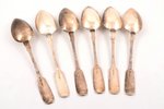 set of tablespoons, silver, 6 pcs, 84 standard, 477.30 g, 22.5 cm, 1843-1896, Riga, Russia...