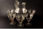 pitcher, with 5 glasses, the 1st half of the 20th cent., h - 23.2,  Ø - 16 / h - 12.7, Ø - 9.1 cm...