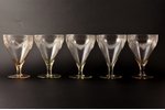 кувшин, c пятью стаканами, 1-я половина 20-го века, h - 23.2,  Ø - 16 / h - 12.7, Ø - 9.1 см...