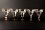 кувшин, c пятью стаканами, 1-я половина 20-го века, h - 23.2,  Ø - 16 / h - 12.7, Ø - 9.1 см...
