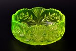 candy-bowl, uranium glass, Bohemia(?), the 20ties of 20th cent., Ø 12, h 5.4 cm...