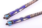 pair of teaspoons, silver, 84 standart, cloisonne enamel, 1896-1907, 14+15.70 g, Moscow, Russia, 10...