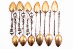 set of teaspoons, silver, 6+6 pcs, 800 standard, total weight of items 123.10, 10.5, 11.1 cm, Bruckm...