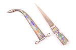 miniature dagger, silver, Qama, 84 standard, 8.05, enamel, total length (with scabbard) - 8.3 cm, le...