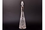 carafe, silver, crystal, 875 standard, h 38.4 cm, the 20-30ties of 20th cent., Latvia...