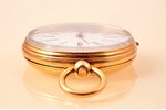 pocket watch, France, gold, enamel, weight with key - 28.28 g, Ø 32 mm, mechanism working well...