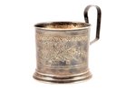 tea glass-holder, silver, 84 standard, 87.10 g, engraving, h (with handle) - 8.6, Ø (internal) - 6.7...
