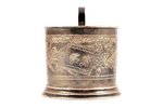 tea glass-holder, silver, 84 standard, 87.10 g, engraving, h (with handle) - 8.6, Ø (internal) - 6.7...