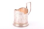 tea glass-holder, silver, Art Nouveau, 84 standard, 103.15 g, engraving, h (with handle) 10.5 cm, Ø...