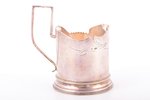 tea glass-holder, silver, Art Nouveau, 84 standard, 103.15 g, engraving, h (with handle) 10.5 cm, Ø...