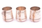 set, three charkas (small glasses), silver, 84 standart, engraving, 1896-1907, 74.35 g, by Ivan Mani...
