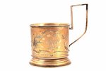 tea glass-holder, silver, 84 standard, 72.15 g, engraving, h (with handle) - 9.7, Ø (internal) - 6.2...