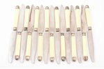 set of 15 dinner knives and 30 dessert knives. 15 dessert knives are with silver, 950 standard, tota...