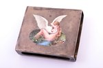 matches' holder, silver, "Leda and the Swan", 84 ПТ, 900 standard, 52.25 g, painted enamel, 6.1 x 5....