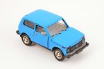 car model, VAZ 2121, metal, USSR, 1986-1987, early model without number, trailer hitch missing, mirr...