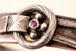 a bracelet, silver, 84 standard, 23.07 g., the diameter of the bracelet 5.7 - 5.3 cm, ruby, 1880-190...