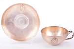tea pair, silver, 950 standard, 313.30 g, h (cup) 5.8 cm, Ø (saucer) 16.8 cm, Philippe Berthier, 184...