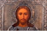 icon, Jesus Christ Pantocrator, board, silver, painting, 84 standard, Russia, 1896-1907, 31 x 27 x 3...