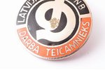 badge, Excellent worker of the Latvian society of deaf, Latvia, USSR, 28.2 x 27.9 mm...