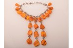a necklace, amber, largest amber stone size 3.6 x 3.1 cm, smallest amber stone size 2.4 x 1.6 cm, me...