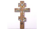 крест, Распятие Христово, медный сплав, 6-цветная эмаль, Российская империя, рубеж 19-го и 20-го век...
