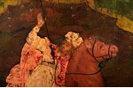 ikona, Lielmoceklis Dmitrijs Solunskis nogalina Bulgārijas caru Kalojanu, dēlis, gleznojums, zeltīju...