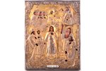 icon, Protection of the Mother of God, in icon case, silver oklad with enamel detail, board, silver,...
