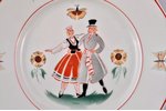 decorative plate, Folk dance, porcelain, J.K. Jessen manufactory, Riga (Latvia), the 30ties of 20th...