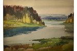 Eduards Jurķelis (1910-1978), Ainava ar upi, papīrs, akvarelis, 58 x 79 cm...
