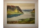 Юркелис Эдуард (1910-1978), Пейзаж с рекой, бумага, акварель, 58 x 79 см...