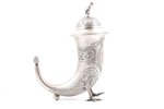 horn, silver, 97 standard, 294.40 g, engraving, silver stamping, 16.2 x 8.4 x 20.4 cm, Simon Groth,...