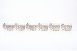 комплект из 12 серебряных ликерных стопок 950 пробы (мастер Emile Puiforcat) с посеребренным подносо...