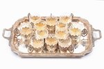 complect of 12 small liqueur silver glasses (950 standart, by Emile Puiforcat) with a silver plated...