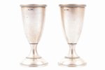 pair of little glasses, silver, "Spasskaya Tower", 875 standard, 57.60 g, engraving, h - 7.3 cm, Tal...