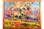 Вилюмаинис Юлийс (1909 - 1981), Цветущая яблоня, 1960 г., картон, масло, 35 x 46.5 см...