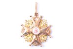The Order of Saint Stanislaus, 3rd class, gold, Russia, 1870, 41.4 x 38 mm, 10.20 g, workshop of Jul...