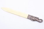 нож для писем, серебро, 875 проба, общий вес изделия 58.60, кость, 28.7 см, 1919-1940 г., Латвия...