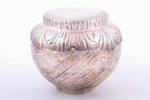 a pot with lid, silver, "Bast", 84 standart, 1867, 481.30 g, workshop of Pavel Ovchinnikov, Moscow,...