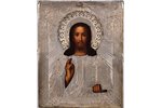 ikona, Jēzus Kristus Pantokrators, rāmī, dēlis, sudrabs, gleznojums, 84 prove, Ivana Zaharova darbnī...