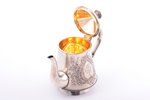 set of small teapot and cream jug, silver, 84 standart, engraving, gilding, 1896-1907, 482.20 g, (te...